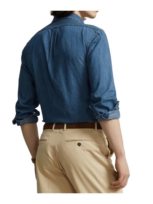 Camicia da uomo in denim di puro cotone, colore denim medio POLO RALPH LAUREN | 710792043001